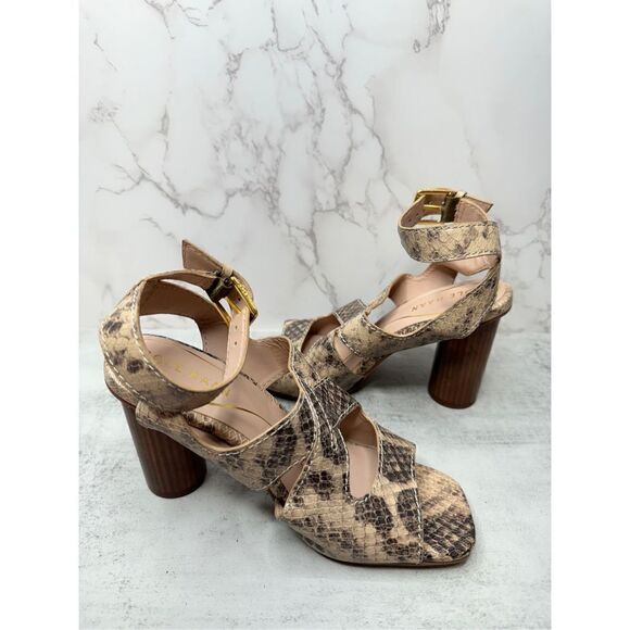 Cole Haan Sandals Womens Size 11B Leather Snakeskin Print Ankle Strap Heels New - Picture 6 of 11